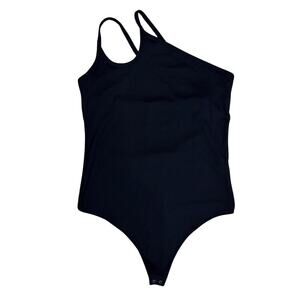 Abercrombie Ribbed Sleeveless Bodysuit Large Black Minimalist